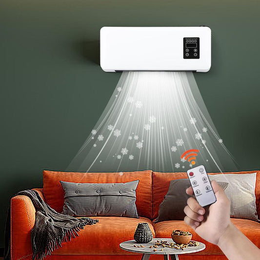 Mini Air Conditioner Fan, Wall Mounted Air Conditioner Fan Cooling And Heating Dual Purpose Small Air Conditioning Fan with Remote Control Air Conditioning Hot Fan for Bedroom Living Room Office