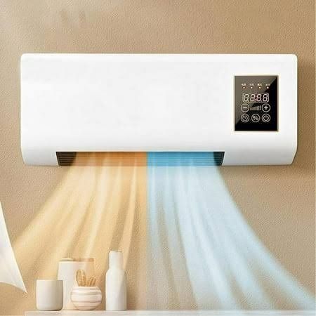 Mini Air Conditioner Fan, Wall Mounted Air Conditioner Fan Cooling And Heating Dual Purpose Small Air Conditioning Fan with Remote Control Air Conditioning Hot Fan for Bedroom Living Room Office